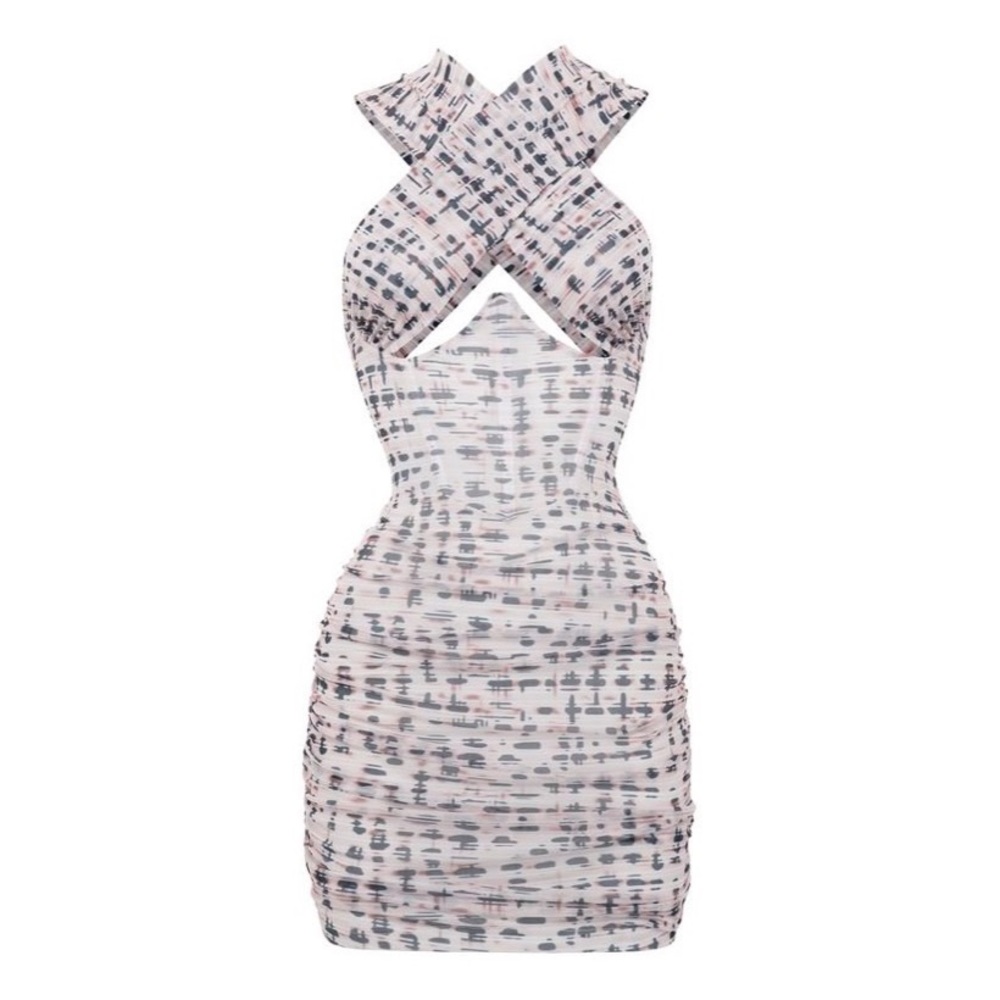 Heiress Beverly Hills - CRISS CROSS HALTER MESH DRESS